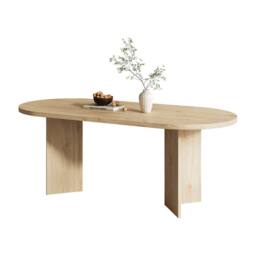 Rolipo Modern Oval Oak Wood Finish Dining Table for 6-8 People, 180x90cm in Brown - Size: 180x90 cm - thumbnail 8