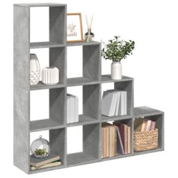 Berkfield Home Room Divider Bookcase 4-Tier Concrete Grey 131.5x29x131.5 cm Engineered Wood - thumbnail 1