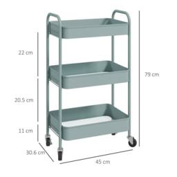 Wyld Haus Ravito Fari Light Blue 3 Tier Steel Storage Trolley - thumbnail 4