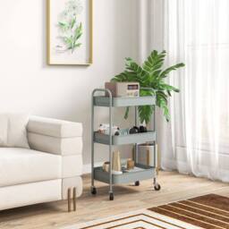 Wyld Haus Ravito Fari Light Blue 3 Tier Steel Storage Trolley - thumbnail 3