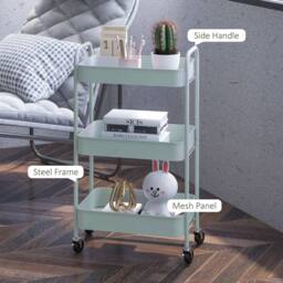 Wyld Haus Ravito Fari Light Blue 3 Tier Steel Storage Trolley - thumbnail 7