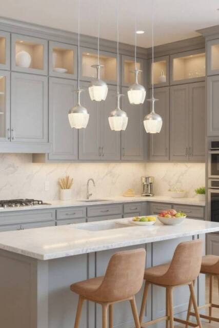 Living and Home Modern LED Pendant Light Chandelier in Silver - image 1
