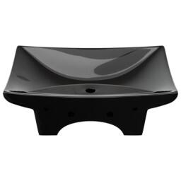 Berkfield Home Black Luxury Ceramic Basin Rectangular with Overflow & Faucet Hole - thumbnail 5