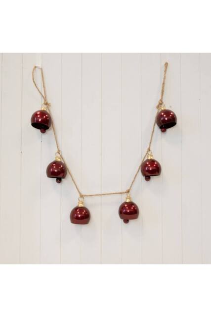 KDMD Glossy Deep Red Metal 6 Bell Garland - image 1