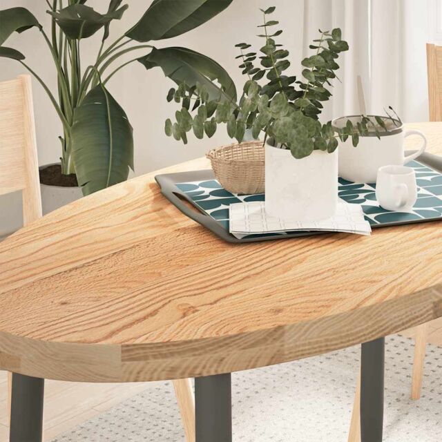 Berkfield Home Table Top 120x60x4 cm Solid Wood Oak Oval in Brown - Size: 120 x 60 x 4 cm - image 1