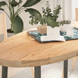 Berkfield Home Table Top 120x60x4 cm Solid Wood Oak Oval in Brown - Size: 120 x 60 x 4 cm - thumbnail 1