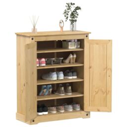 Berkfield Home Shoe Cabinet Corona 86x38.5x108 cm Solid Wood Pine in Brown