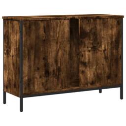 Berkfield Home Sturdy Bathroom Sink Cabinet Smoked Oak 80x30x60 cm Engineered Wood in Brown - Size: 80 x 30 x 60 cm - thumbnail 8