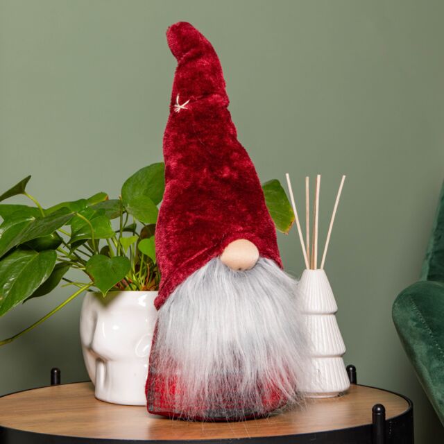 Samuel Alexander 48cm Red Tartan Sitting Christmas Gonk with Snowflake Hat - image 1