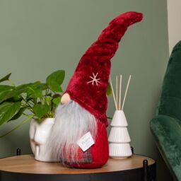 Samuel Alexander 48cm Red Tartan Sitting Christmas Gonk with Snowflake Hat - thumbnail 3