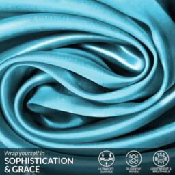 Grace Satin Silk Pillow Cases Pack of 4 Super Soft Smooth Pillow Covers in Teal - Size: Standard Pillow Case - thumbnail 5