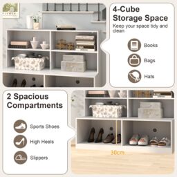 Costway Entryway Shoe Cabinet 2-in-1 Storage Cabinet & Shoe Bench Combo in White - thumbnail 6