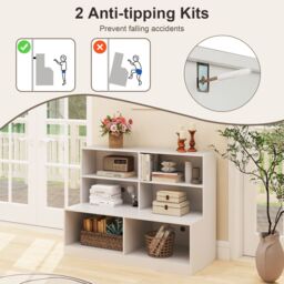 Costway Entryway Shoe Cabinet 2-in-1 Storage Cabinet & Shoe Bench Combo in White - thumbnail 8