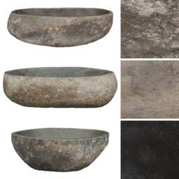 Berkfield Home Basin River Stone Oval (45-53)x(34-41) cm in Black - thumbnail 2
