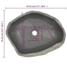 Berkfield Home Basin River Stone Oval (45-53)x(34-41) cm in Black - thumbnail 5
