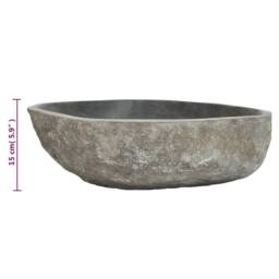 Berkfield Home Basin River Stone Oval (45-53)x(34-41) cm in Black - thumbnail 6