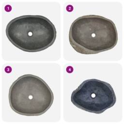 Berkfield Home Basin River Stone Oval (45-53)x(34-41) cm in Black - thumbnail 3