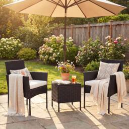 Costway Garden Conversation Set 3PCS Rattan Balcony Furniture Set w/ Cushions in Beige - thumbnail 5