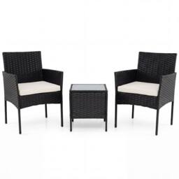 Costway Garden Conversation Set 3PCS Rattan Balcony Furniture Set w/ Cushions in Beige - thumbnail 7