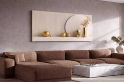 Mafett Beige Abstract Canvas Wall Art Gold Modern Minimalist Decor - thumbnail 2