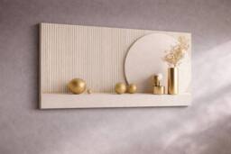Mafett Beige Abstract Canvas Wall Art Gold Modern Minimalist Decor - thumbnail 3
