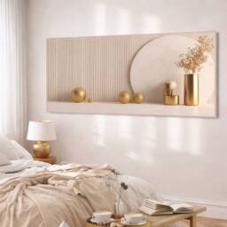 Mafett Beige Abstract Canvas Wall Art Gold Modern Minimalist Decor - thumbnail 1