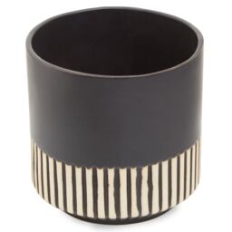 Orsina Large Ceramic Planter, Modern Black & Gold Planter for Indoor Plants, Drum-shaped Ceramic Planter for Home - thumbnail 3