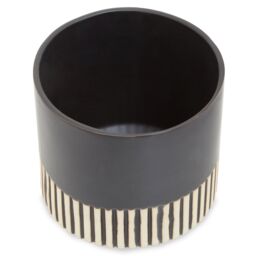 Orsina Large Ceramic Planter, Modern Black & Gold Planter for Indoor Plants, Drum-shaped Ceramic Planter for Home - thumbnail 2