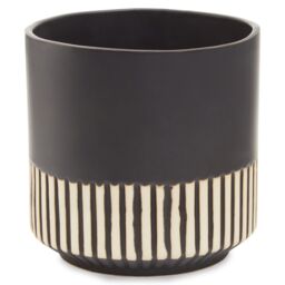 Orsina Large Ceramic Planter, Modern Black & Gold Planter for Indoor Plants, Drum-shaped Ceramic Planter for Home - thumbnail 1