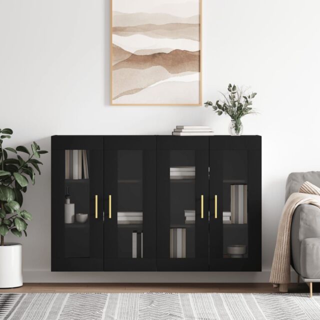 Berkfield Home Wall Mounted Cabinets 2 pcs Black Engineered Wood - image 1
