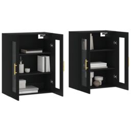 Berkfield Home Wall Mounted Cabinets 2 pcs Black Engineered Wood - thumbnail 3