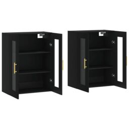 Berkfield Home Wall Mounted Cabinets 2 pcs Black Engineered Wood - thumbnail 4