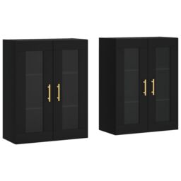 Berkfield Home Wall Mounted Cabinets 2 pcs Black Engineered Wood - thumbnail 2