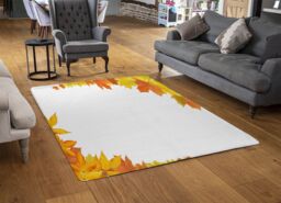 Benjamin Tate Design Yellow Autumn Border Designer Rug in Natural - Size: Large - thumbnail 2
