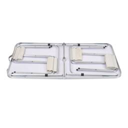 Living and Home Folding Picnic Table with 4 Stools Portable Aluminum Table Stools Set in White - thumbnail 9