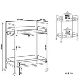 Wyld and Coco Gold Trolley Powder Coat Metal Tempered Glass Top and Shelves Castors - thumbnail 3