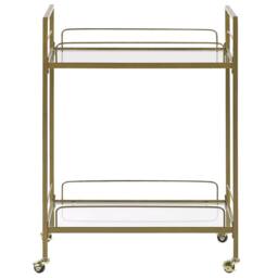 Wyld and Coco Gold Trolley Powder Coat Metal Tempered Glass Top and Shelves Castors - thumbnail 4