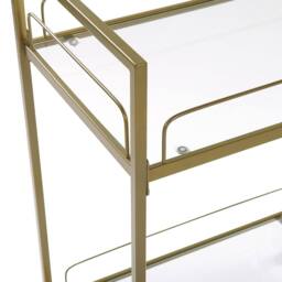 Wyld and Coco Gold Trolley Powder Coat Metal Tempered Glass Top and Shelves Castors - thumbnail 5