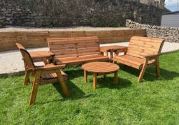Charles Taylor Trading Seven Seater Balmoral Set with Round Coffee Table in Brown - thumbnail 1