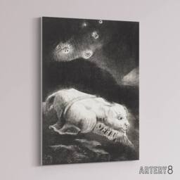"Artery8 Life Awakening in Obscure Matter Redon Vintage Canvas Wall Art in Black - Size: W18"" x H24""" - thumbnail 2
