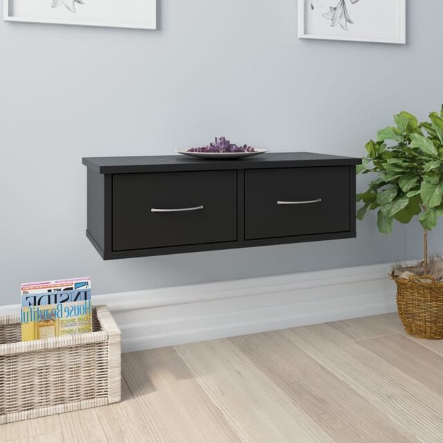 Berkfield Home Wall-mounted Drawer Shelf Black 60x26x18.5 cm Engineered Wood - image 1