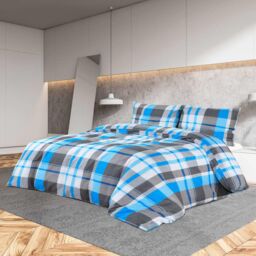 Berkfield Home Duvet Cover Set Blue & Grey 140x200 cm Cotton - thumbnail 1