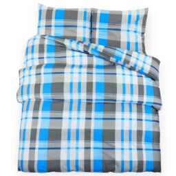 Berkfield Home Duvet Cover Set Blue & Grey 140x200 cm Cotton - thumbnail 2