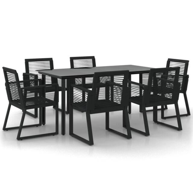 Berkfield Home 7 Piece Garden Dining Set Black PVC Rattan - image 1