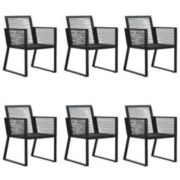 Berkfield Home 7 Piece Garden Dining Set Black PVC Rattan - thumbnail 4