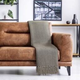 New Edge Blinds Hartley Collection Cotton Throw in Natural - Size: 178 cm x 254 cm - thumbnail 3