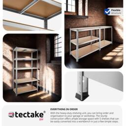 tectake Garage Shelving 1325 Kg - Silver - thumbnail 3
