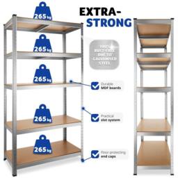 tectake Garage Shelving 1325 Kg - Silver - thumbnail 4