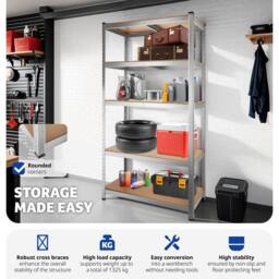 tectake Garage Shelving 1325 Kg - Silver - thumbnail 5