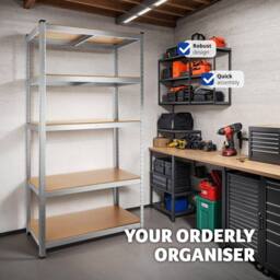 tectake Garage Shelving 1325 Kg - Silver - thumbnail 7